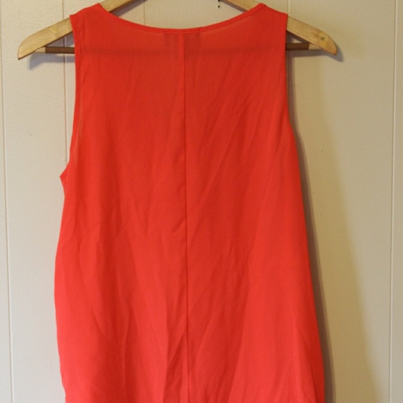 Coral Lace Up Tank Shirt V-Neck - Picture 7 of 8